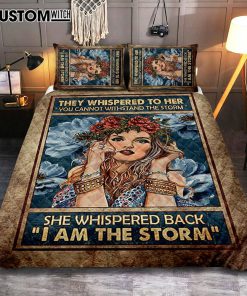 They Whispered To Her Hippie Girl Flower Wreath Quilt Bedding Set Bedroom - Christian Quilt Bedding Set Prints - Bible Verse Quilt Bedding Set Art