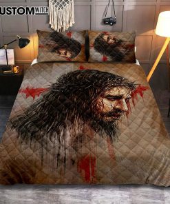 Thorn Crown Jesus Paid It All Quilt Bedding Set Bedroom - Bible Verse Quilt Bedding Set Art - Christian Home Decor