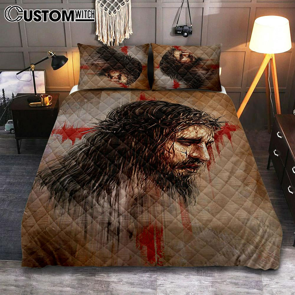 Thorn Crown Jesus Paid It All Quilt Bedding Set Bedroom - Bible Verse Quilt Bedding Set Art - Christian Home Decor