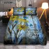 Today I Choose Joy Blue Hydrangea Butterfly Quilt Bedding Set Bedroom - Bible Verse Quilt Bedding Set Art - Christian Home Decor