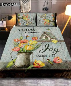 Today I Choose Joy Brilliant Tulip Quilt Bedding Set - Christian Bedroom - Religious Home Decor