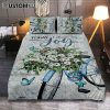 Today I Choose Joy Cow Mint Window Butterfly Quilt Bedding Set Bedroom - Bible Verse Quilt Bedding Set Art - Christian Home Decor