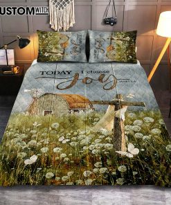 Today I Choose Joy Dandelion Field Quilt Bedding Set Print - Inspirational Quilt Bedding Set Art - Christian Bedroom Home Decor