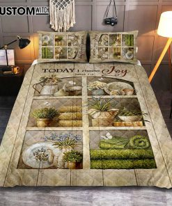 Today I Choose Joy Flower Vase White Butterfly Quilt Bedding Set Bedroom - Christian Quilt Bedding Set Prints - Bible Verse Quilt Bedding Set Art