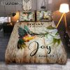 Today I Choose Joy Hydrangea Blue Butterfly Quilt Bedding Set Print - Inspirational Quilt Bedding Set Art - Christian Bedroom Home Decor