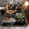 Today I Choose Joy Monarch Butterfly Camellia Quilt Bedding Set - Christian Bedroom - Religious Home Decor