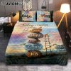 Today I Choose Joy Starfish Blue Ocean Quilt Bedding Set Print - Inspirational Quilt Bedding Set Art - Christian Bedroom Home Decor