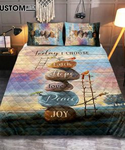 Today I Choose Joy Rock Red Cardinal Quilt Bedding Set Print - Inspirational Quilt Bedding Set Art - Christian Bedroom Home Decor
