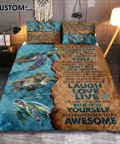 Turtle Today Is A Good Day To Have A Great Day Quilt Bedding Set Art - Christian Art - Bible Verse Bedroom - Religious Home Decor