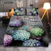 Unique Flower Green Butterfly Do What Makes You Happy Quilt Bedding Set Art - Christian Art - Bible Verse Bedroom - Religious Home Decor