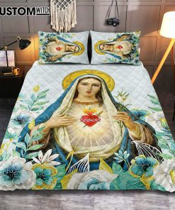 Virgin Mary Picture - Mary Mother Of God Quilt Bedding Set Bedroom - Christian Quilt Bedding Set Bedroom Decor