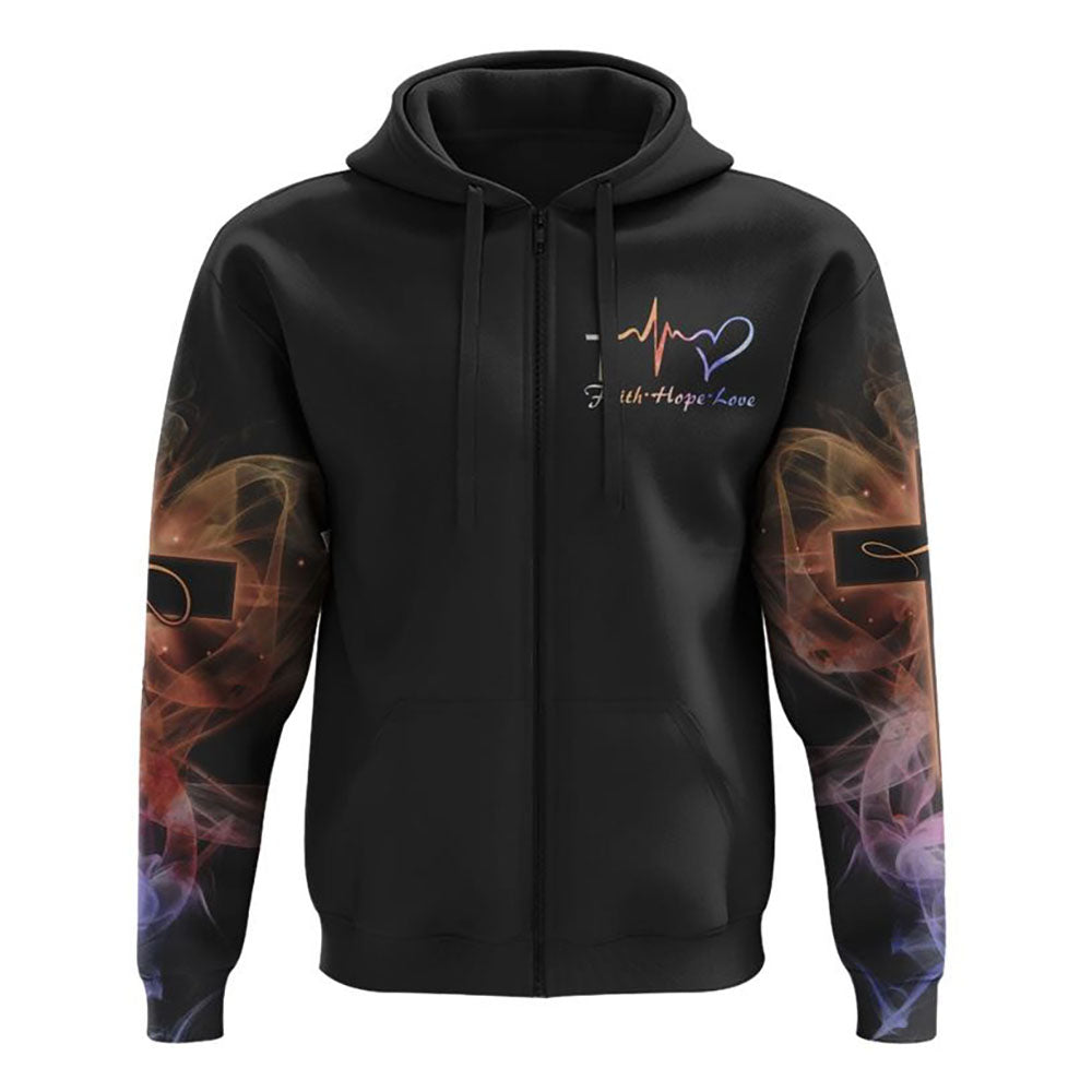 Walk By Faith Not By Sight Lion Cross All Over Print 3D Hoodie, Christian Hoodie, Christian Sweatshirt, Bible Verse Shirt