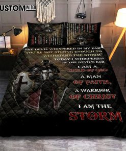 Warrior Of God I Am The Storm Quilt Bedding Set Art - Christian Art - Bible Verse Bedroom - Religious Home Decor