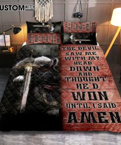 Warrior The Devil Thought He'd Won Until I Said Amen Quilt Bedding Set Art - Christian Art - Bible Verse Bedroom - Religious Home Decor