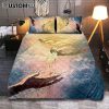 Watercolor Jesus Laughing Quilt Bedding Set Prints - Jesus Quilt Bedding Set Art - Christian Bedroom Decor