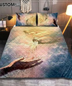 Water Of Life Jesus Quilt Bedding Set Prints - Jesus Christ Quilt Bedding Set Art - Christian Cover Twin Bedding Decor