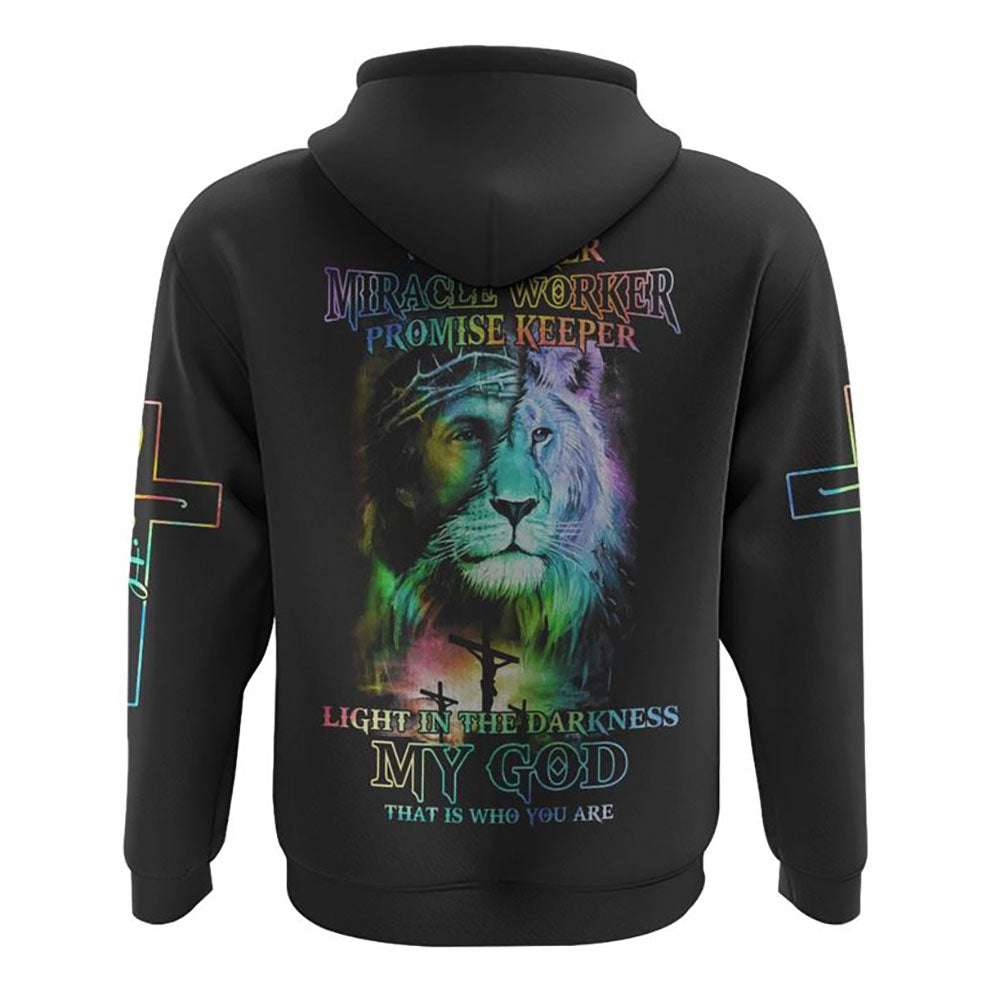 Way Maker Miracle Worker Colorful Lion Jesus All Over Print 3D Hoodie, Christian Hoodie, Christian Sweatshirt, Bible Verse Shirt