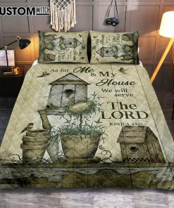We Will Serve The Lord Quilt Bedding Set Prints - Christian Cover Twin Bedding Decor - Bible Verse Quilt Bedding Set Art