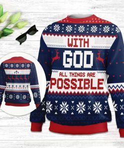With God All Things Are Possible Matthew 1926 Ugly Christmas Sweater - Christian Unisex Sweater - Religious Christmas Gift
