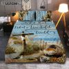 Wooden Cross Lily Flower Hummingbird He Is Risen Quilt Bedding Set Art - Christian Art - Bible Verse Bedroom - Religious Home Decor