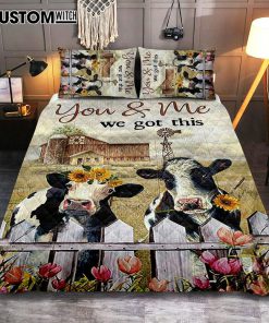 You And Me We Got This Beautiful Cow Windmill Quilt Bedding Set Print - Inspirational Quilt Bedding Set Art - Christian Bedroom Home Decor