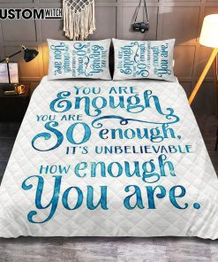 You Are Enough Motivational Quilt Bedding Set Bedroom - Christian Cover Twin Bedding Quilt Bedding Set