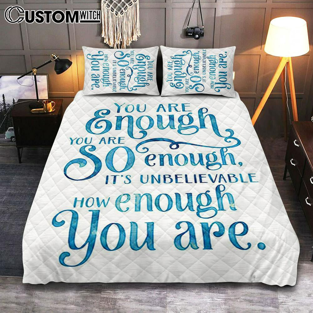 You Are Enough Motivational Quilt Bedding Set Bedroom - Christian Cover Twin Bedding Quilt Bedding Set