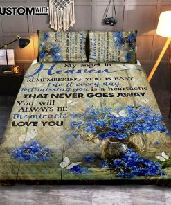 You Will Always Be The Miracle Quilt Bedding Set - Blue Flower Glass Vase Butterfly Quilt Bedding Set Art - Christian Art - Bible Verse Bedroom - Religious Home Decor